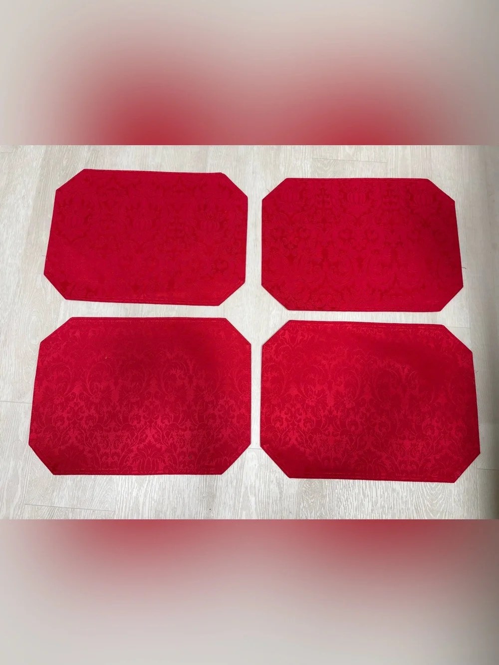 Set of 4 Red Damask Placemats